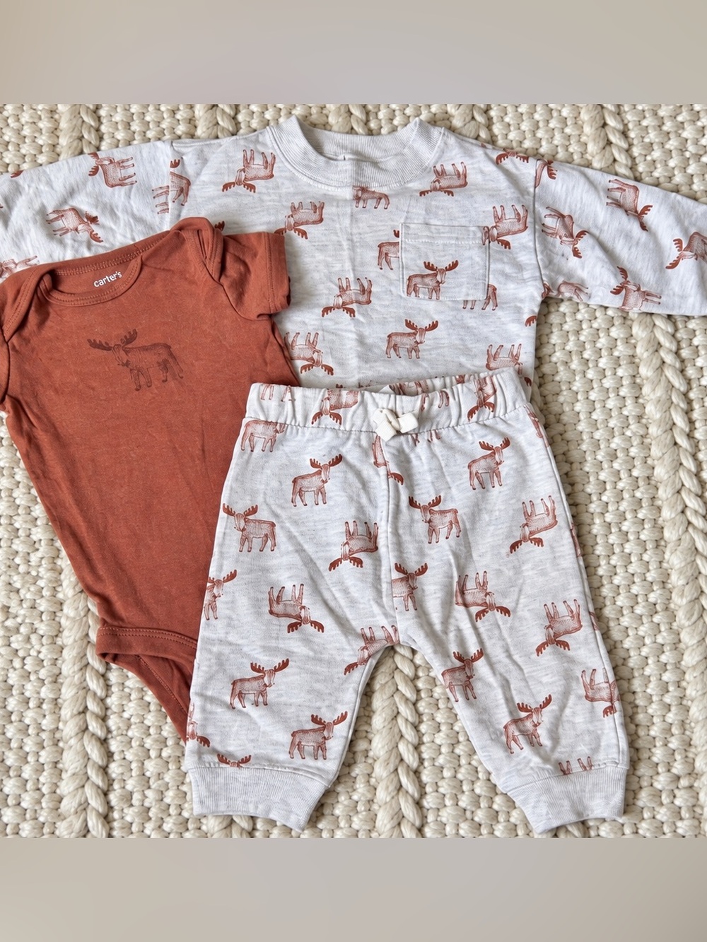 Carter's Rust & Cream Moose Print Pajama Set